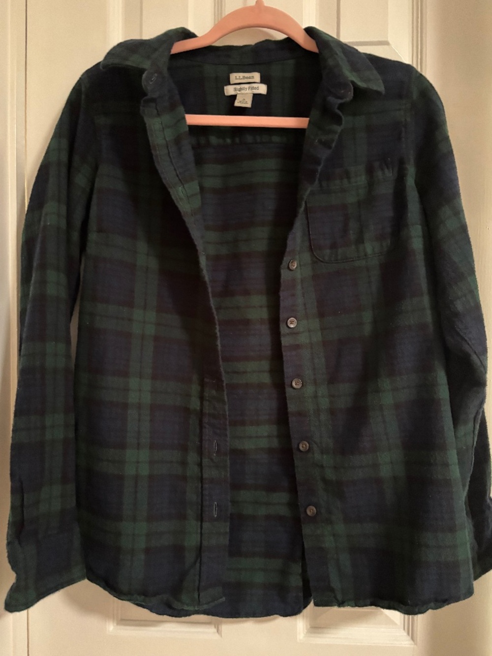 L.L. Bean Women’s Scotch Plaid Flannel Shirt - Black Watch Tartan (Size Small)